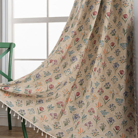 Jacquard-Quastenvorhang „Blooming Hyacinth“ - Stangentasche - 150cm x 260cm - image 1