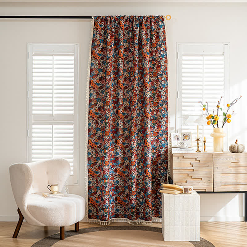 Bunter Jacquard-Quastenvorhang mit Gänseblümchen - image 2