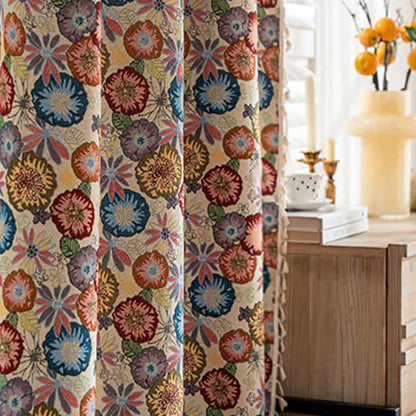 Künstlerischer Jacquard-Vorhang mit Quasten und Blumenmuster - image 3