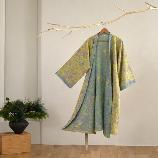 Lotus – Kimono-Bademantel aus Bio-Baumwollgaze - Gelb - XL - image 1