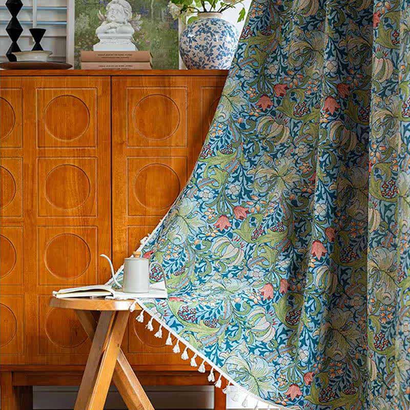 Quastenvorhang mit Vintage-Lilien-Print - image 2