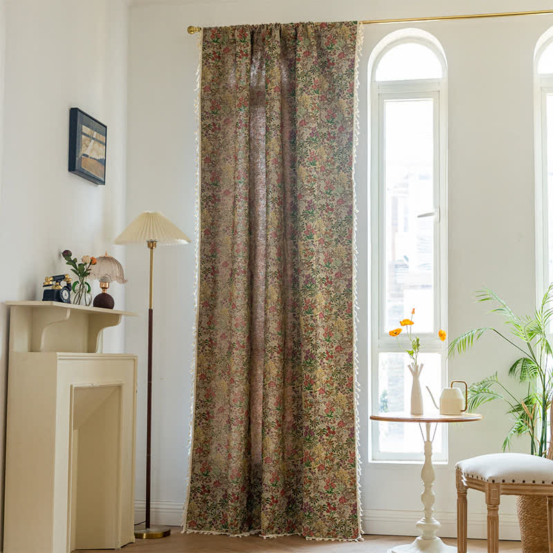 Malerischer Vintage-Vorhang mit Quasten und Blumenmuster - image 2