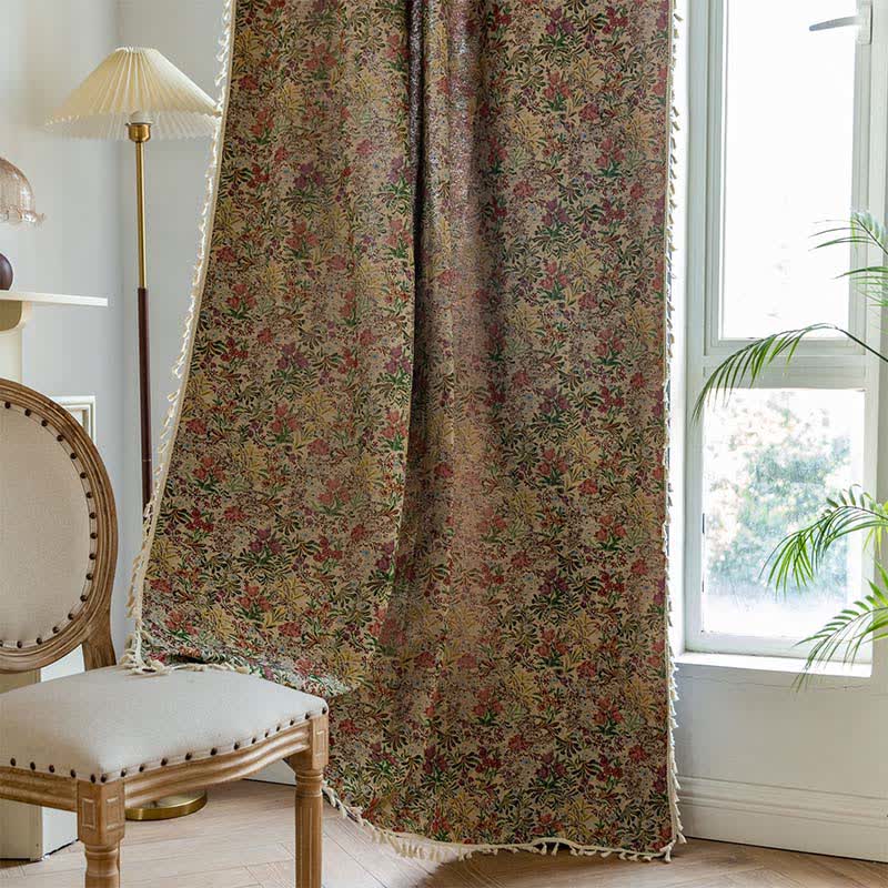 Malerischer Vintage-Vorhang mit Quasten und Blumenmuster - image 4