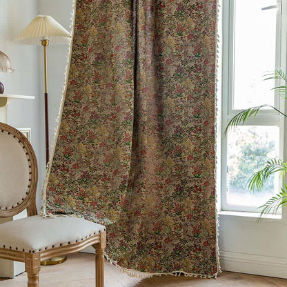 Malerischer Vintage-Vorhang mit Quasten und Blumenmuster - image 4