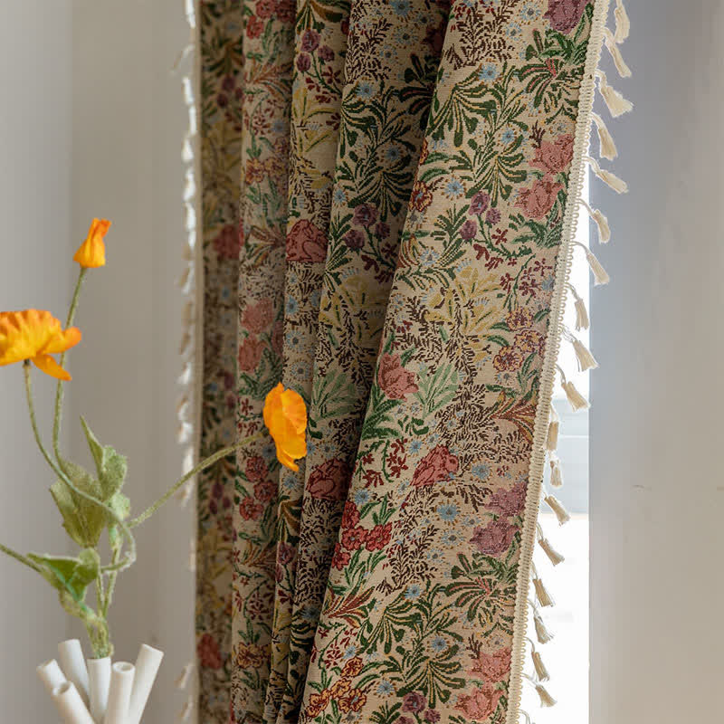 Malerischer Vintage-Vorhang mit Quasten und Blumenmuster - image 6