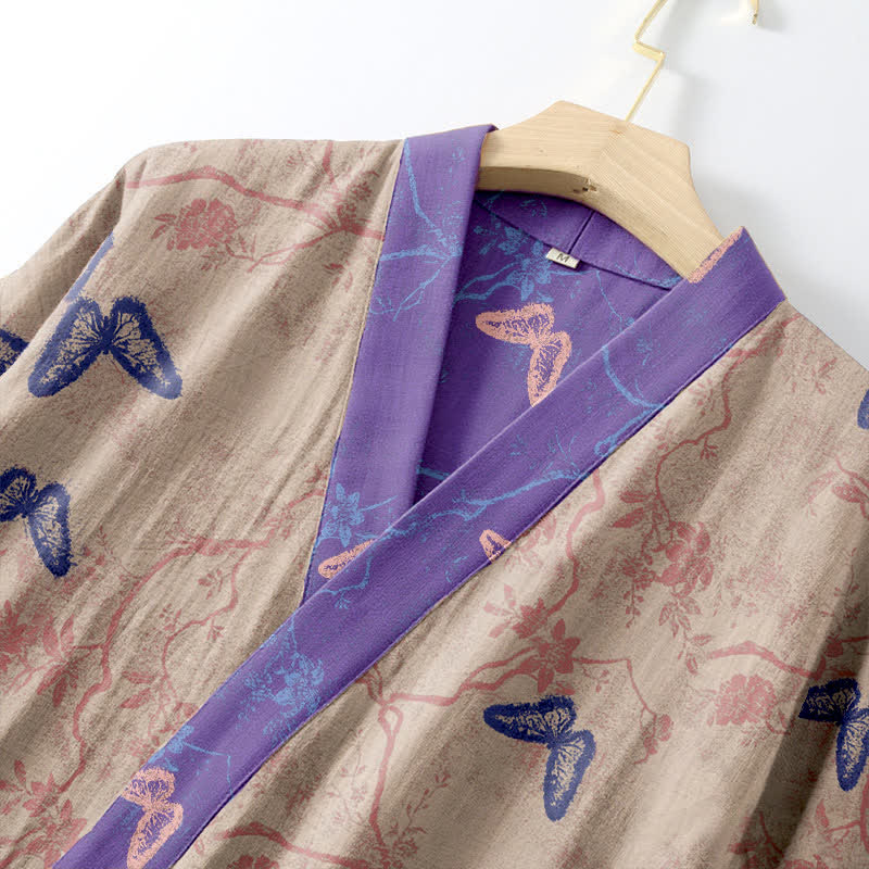 Kimono-Bademantel aus Baumwollgaze mit Schmetterlingsmuster - image 14