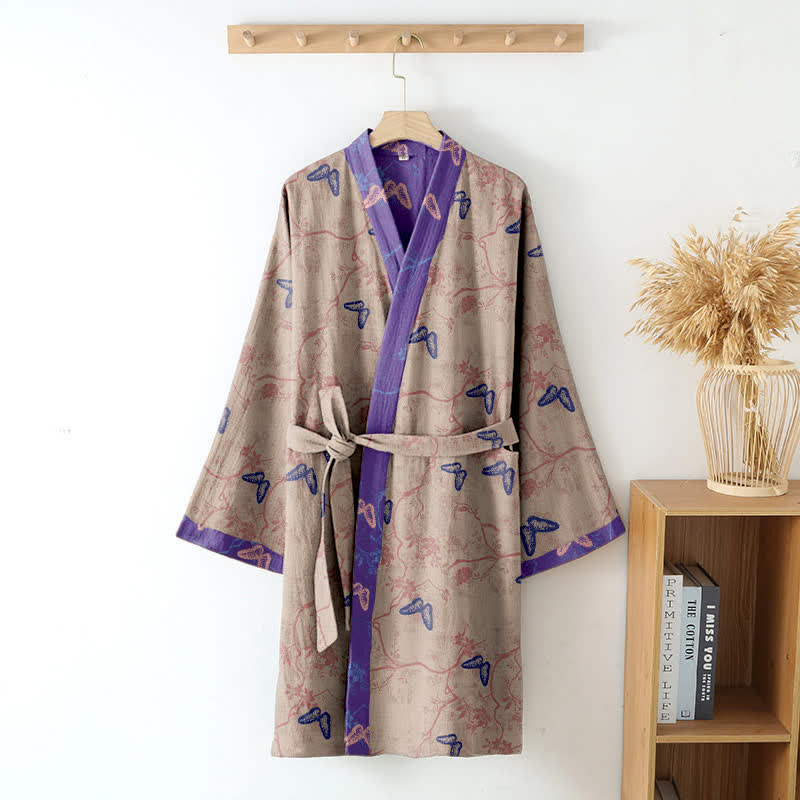 Kimono-Bademantel aus Baumwollgaze mit Schmetterlingsmuster - image 12