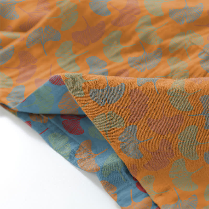 Ginkgoblatt-Kimono-Loungewear-Set aus Baumwolle - image 9