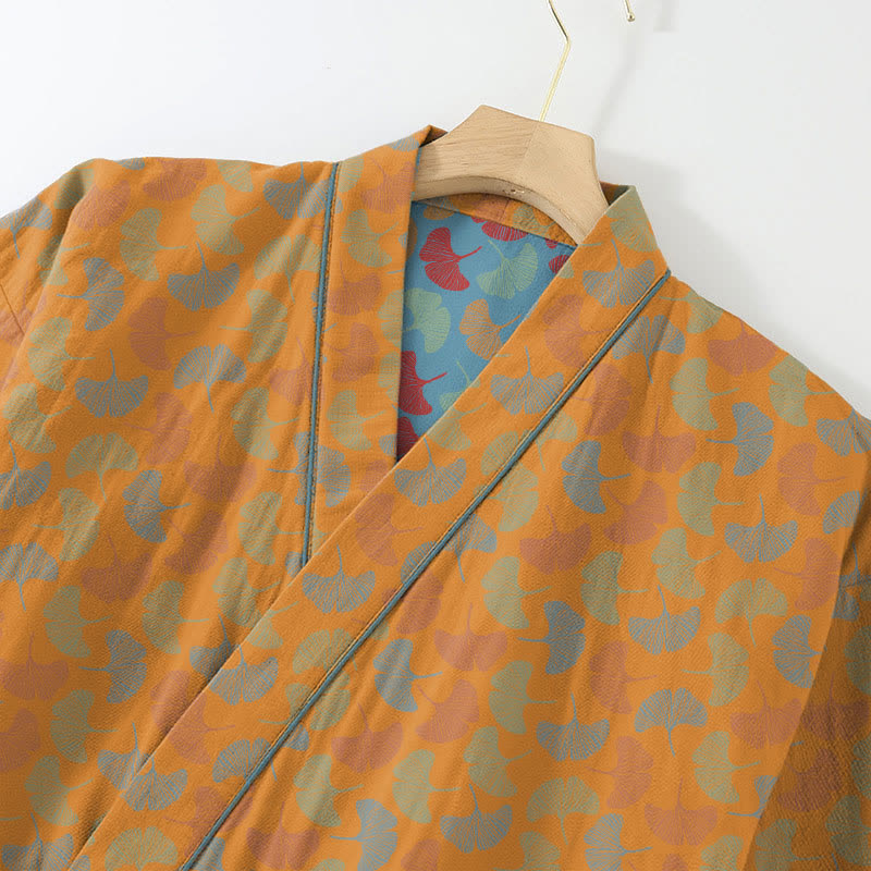 Ginkgoblatt-Kimono-Loungewear-Set aus Baumwolle - image 7