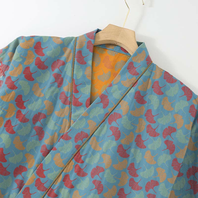 Ginkgoblatt-Kimono-Loungewear-Set aus Baumwolle - image 3