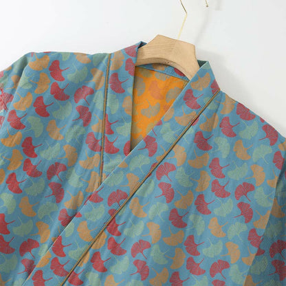 Ginkgoblatt-Kimono-Loungewear-Set aus Baumwolle - image 3