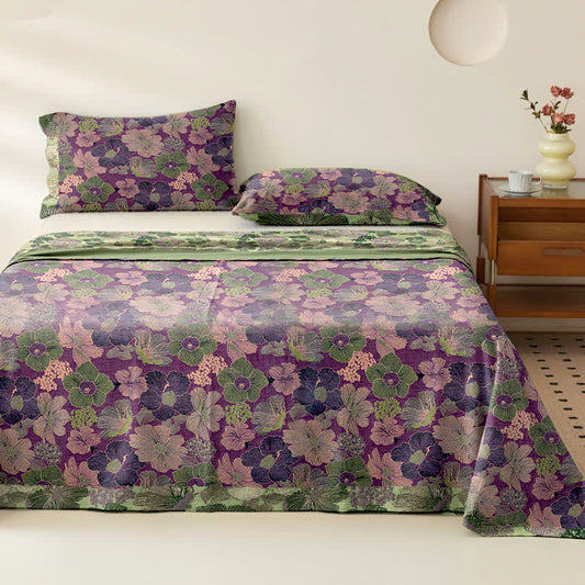 Tagesdecke aus Baumwollgaze-Jacquard mit Pfirsichblütenmuster - 2 Kissenbezüge - 102cm x 51cm - image 1