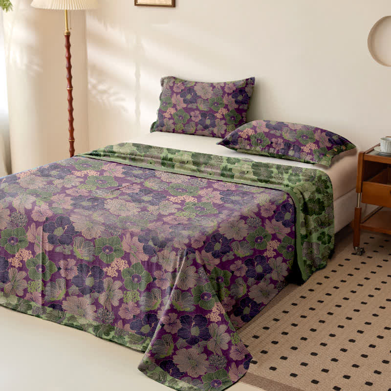 Tagesdecke aus Baumwollgaze-Jacquard mit Pfirsichblütenmuster - image 2