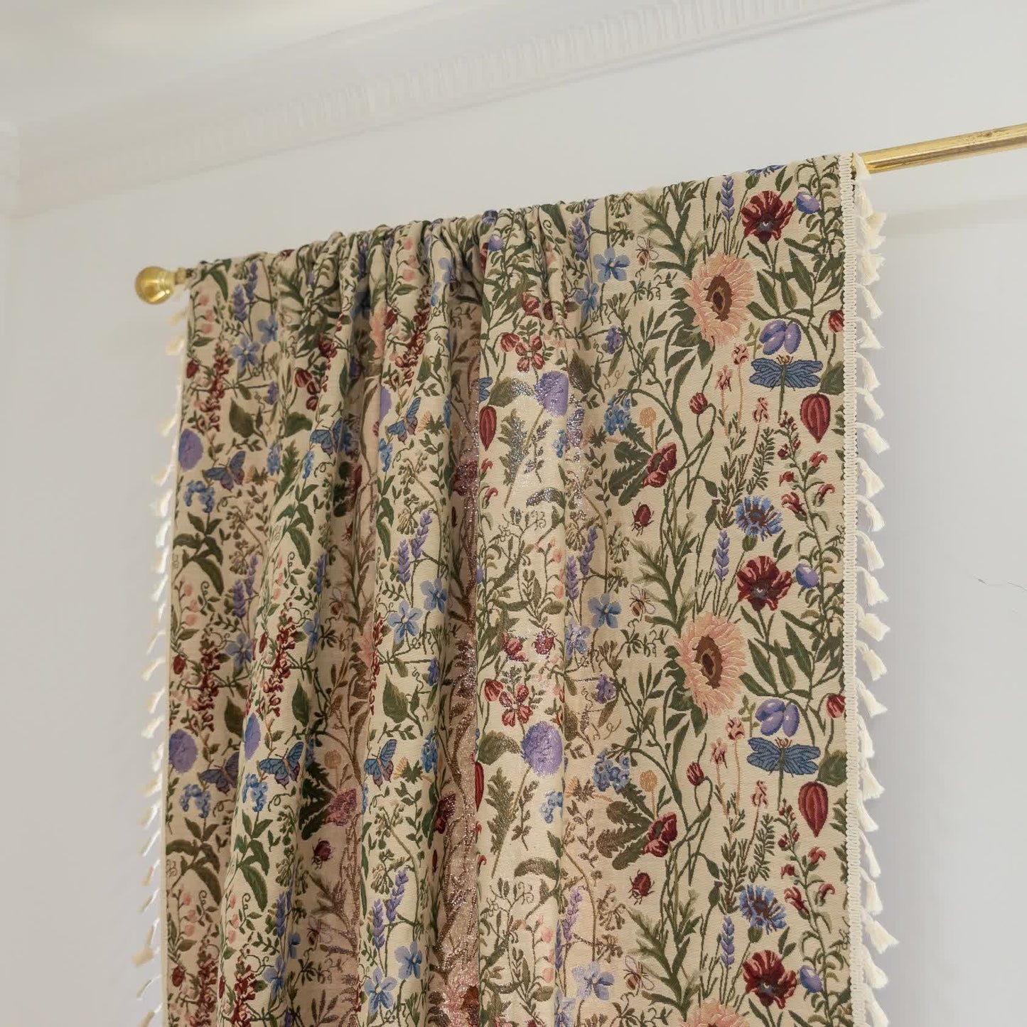 Malerischer Vorhang mit Quasten und Blumenmuster in Dahlie-Optik - image 6