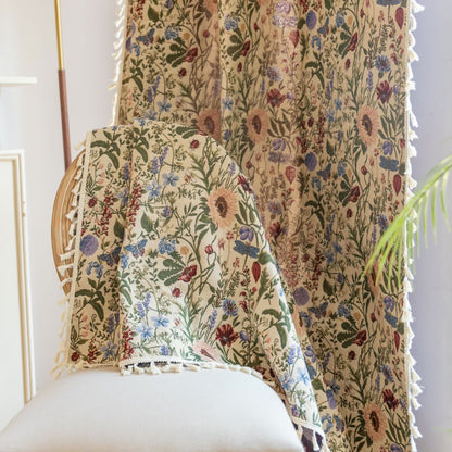Malerischer Vorhang mit Quasten und Blumenmuster in Dahlie-Optik - image 5