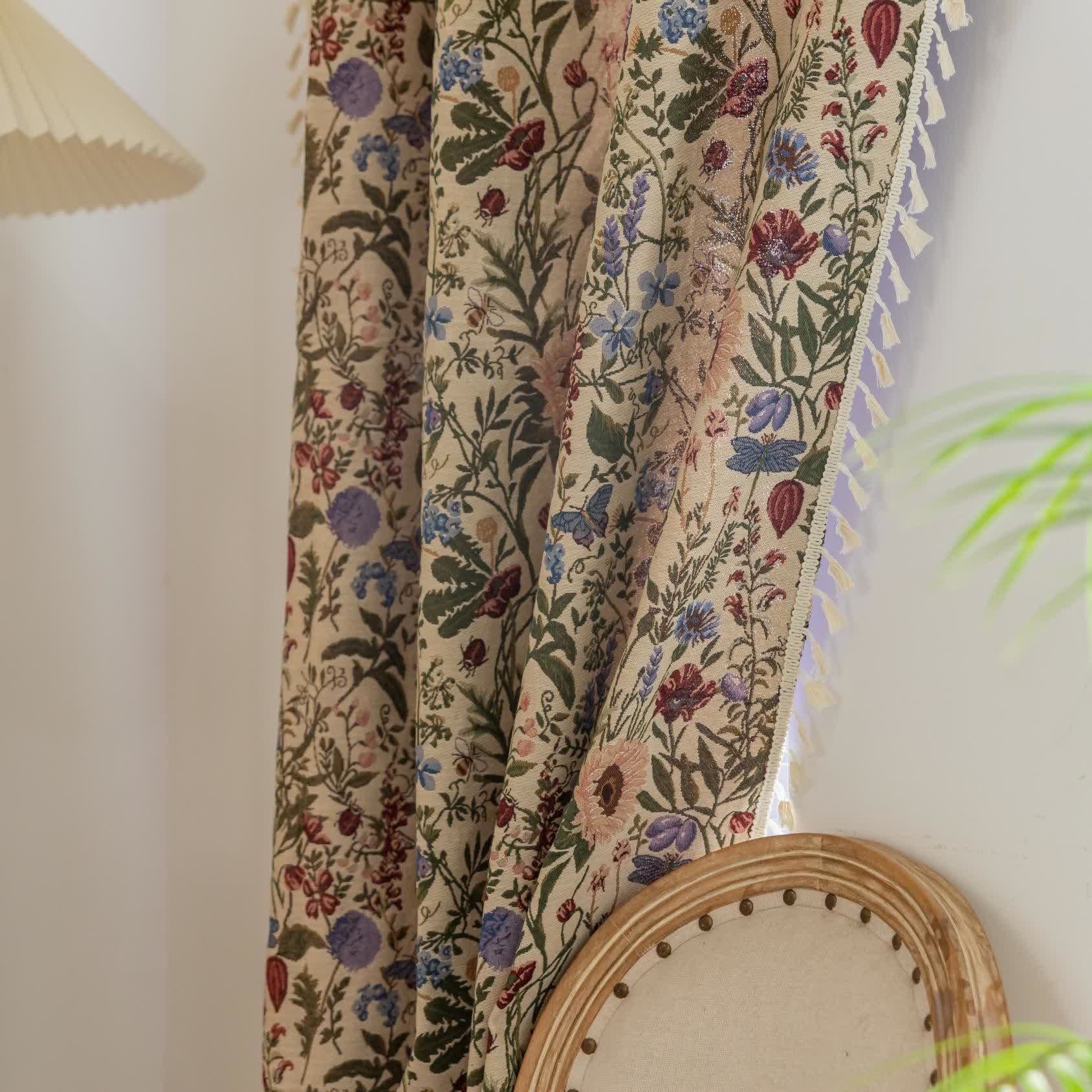 Malerischer Vorhang mit Quasten und Blumenmuster in Dahlie-Optik - image 7