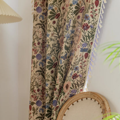 Malerischer Vorhang mit Quasten und Blumenmuster in Dahlie-Optik - image 7