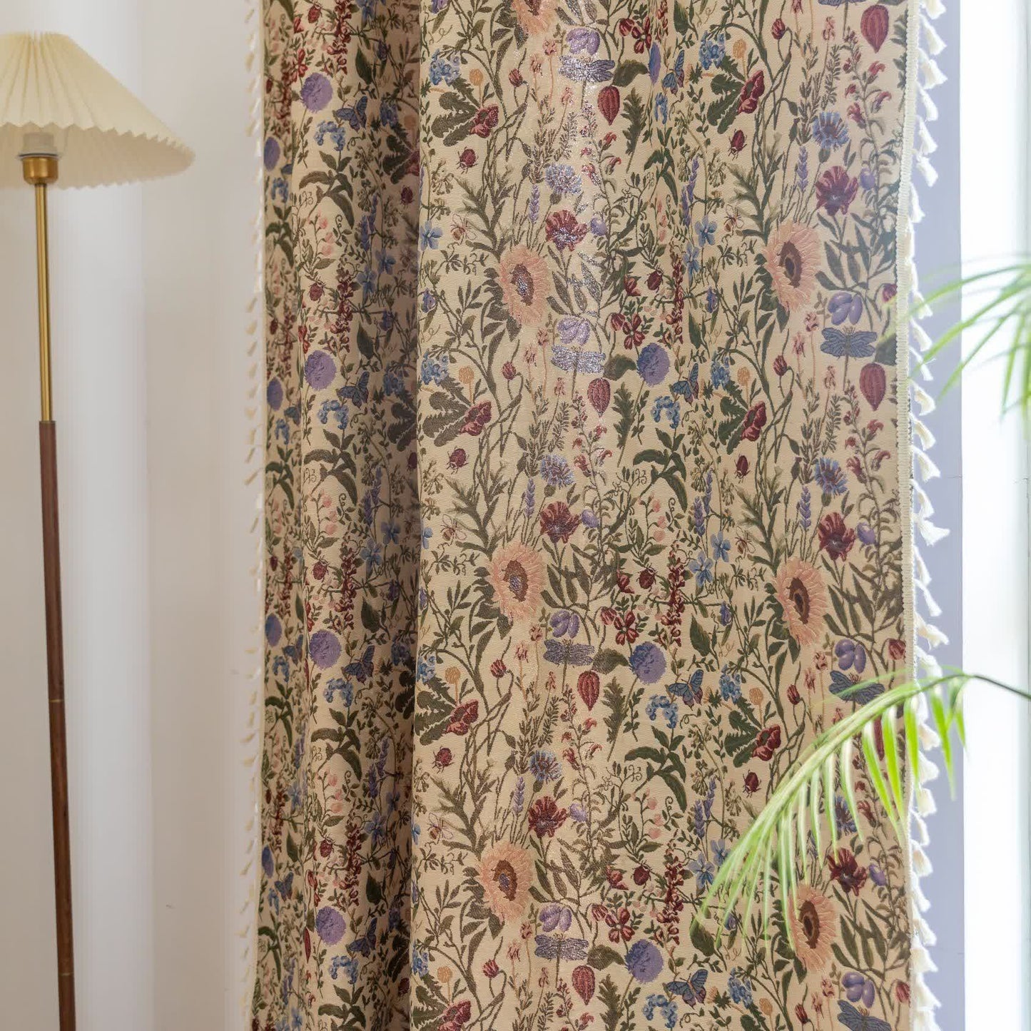 Malerischer Vorhang mit Quasten und Blumenmuster in Dahlie-Optik - image 3