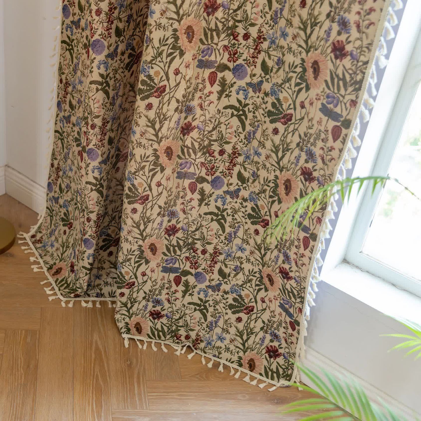 Malerischer Vorhang mit Quasten und Blumenmuster in Dahlie-Optik - image 8