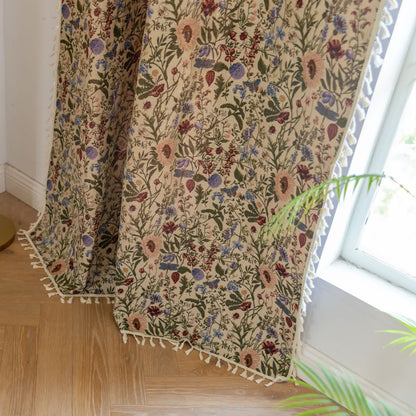 Malerischer Vorhang mit Quasten und Blumenmuster in Dahlie-Optik - image 8