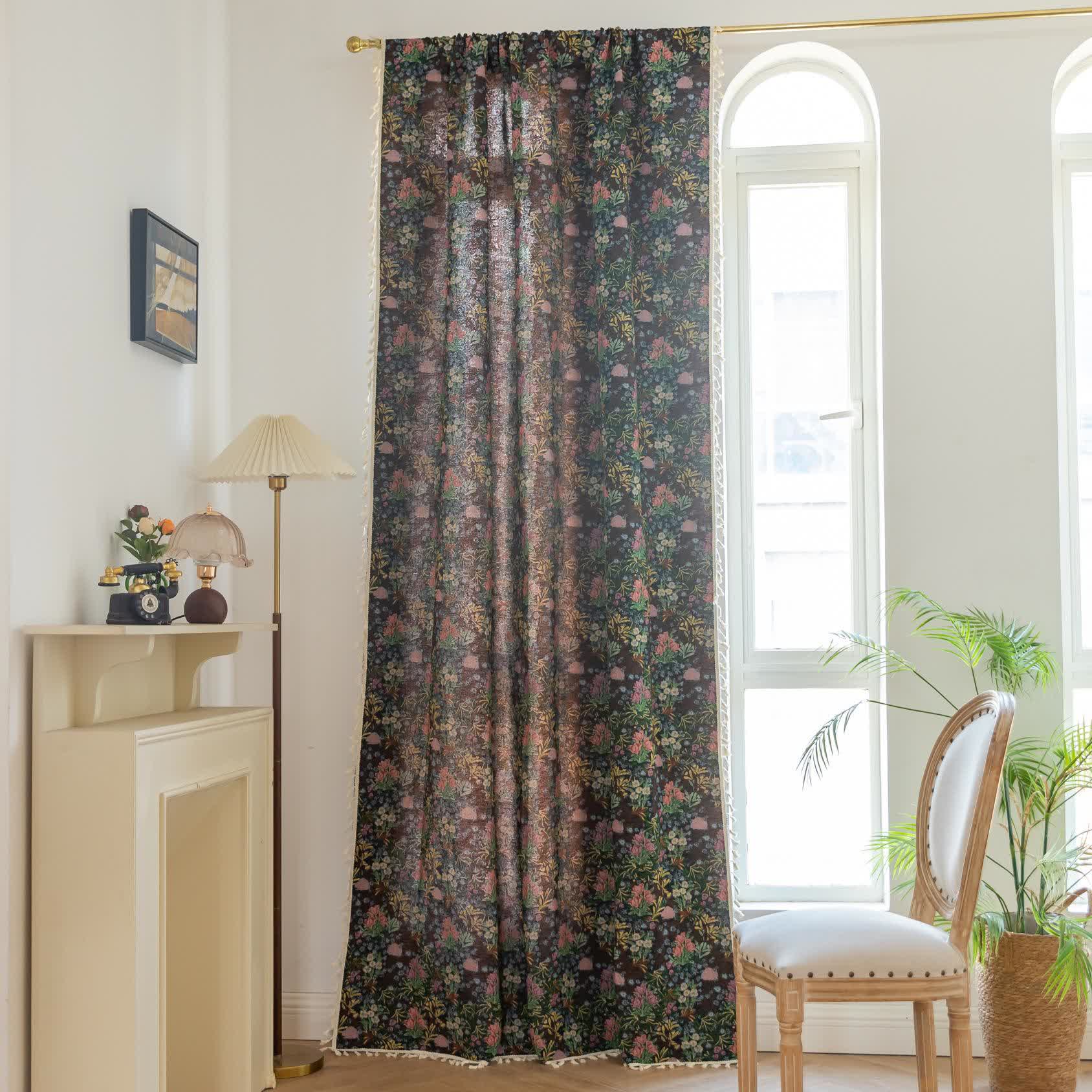 Retro Blumenzweig Blatt Quaste Vorhang - image 2