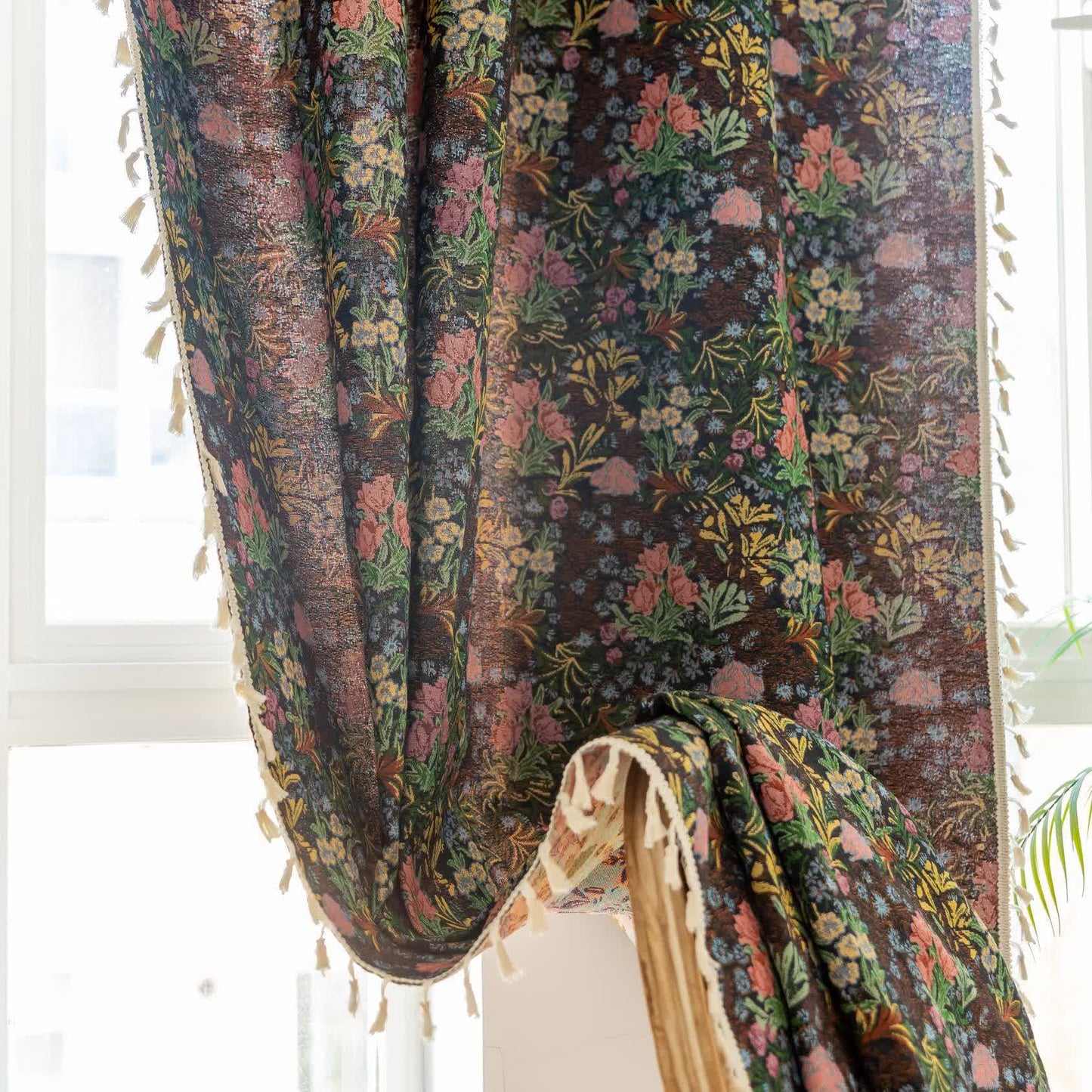 Retro Blumenzweig Blatt Quaste Vorhang - image 5
