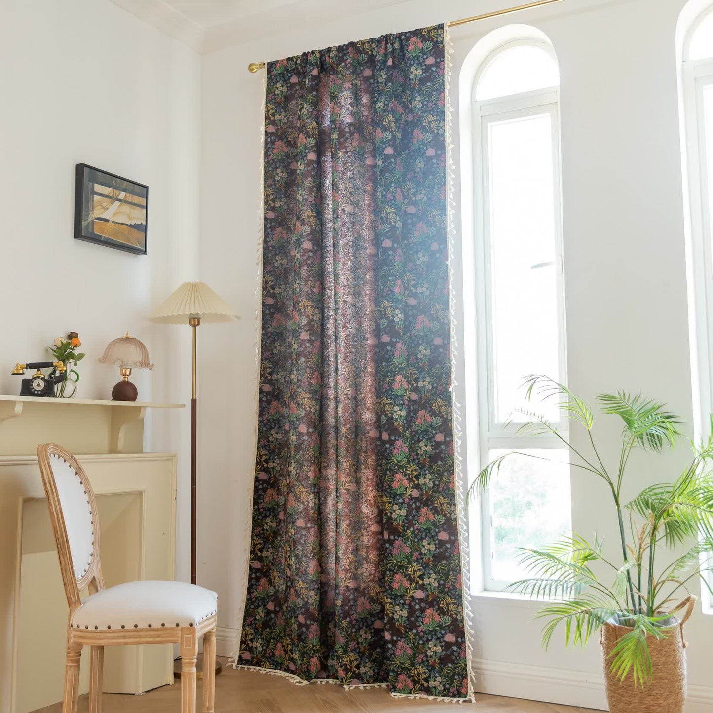 Retro Blumenzweig Blatt Quaste Vorhang - image 3