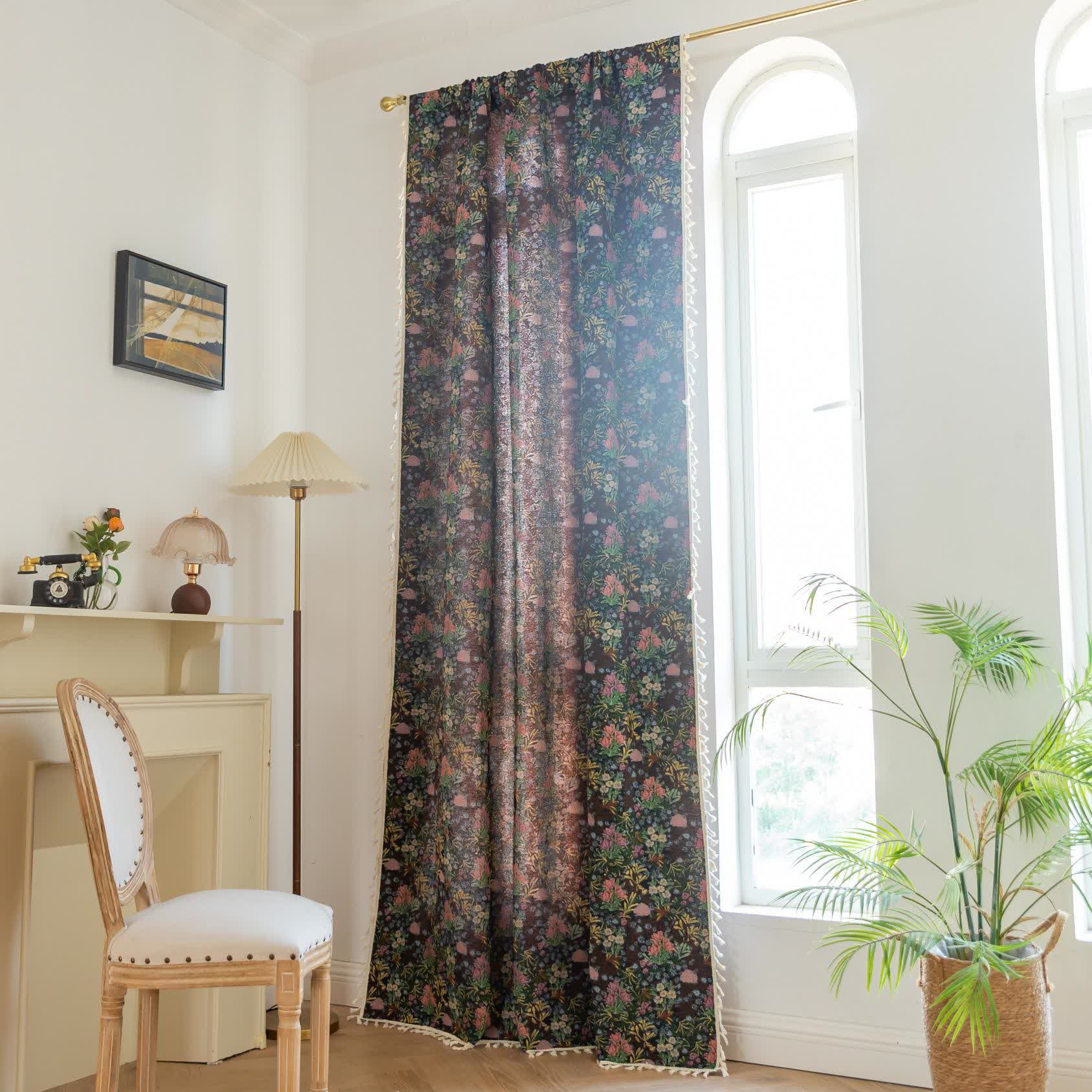 Retro Blumenzweig Blatt Quaste Vorhang - image 3