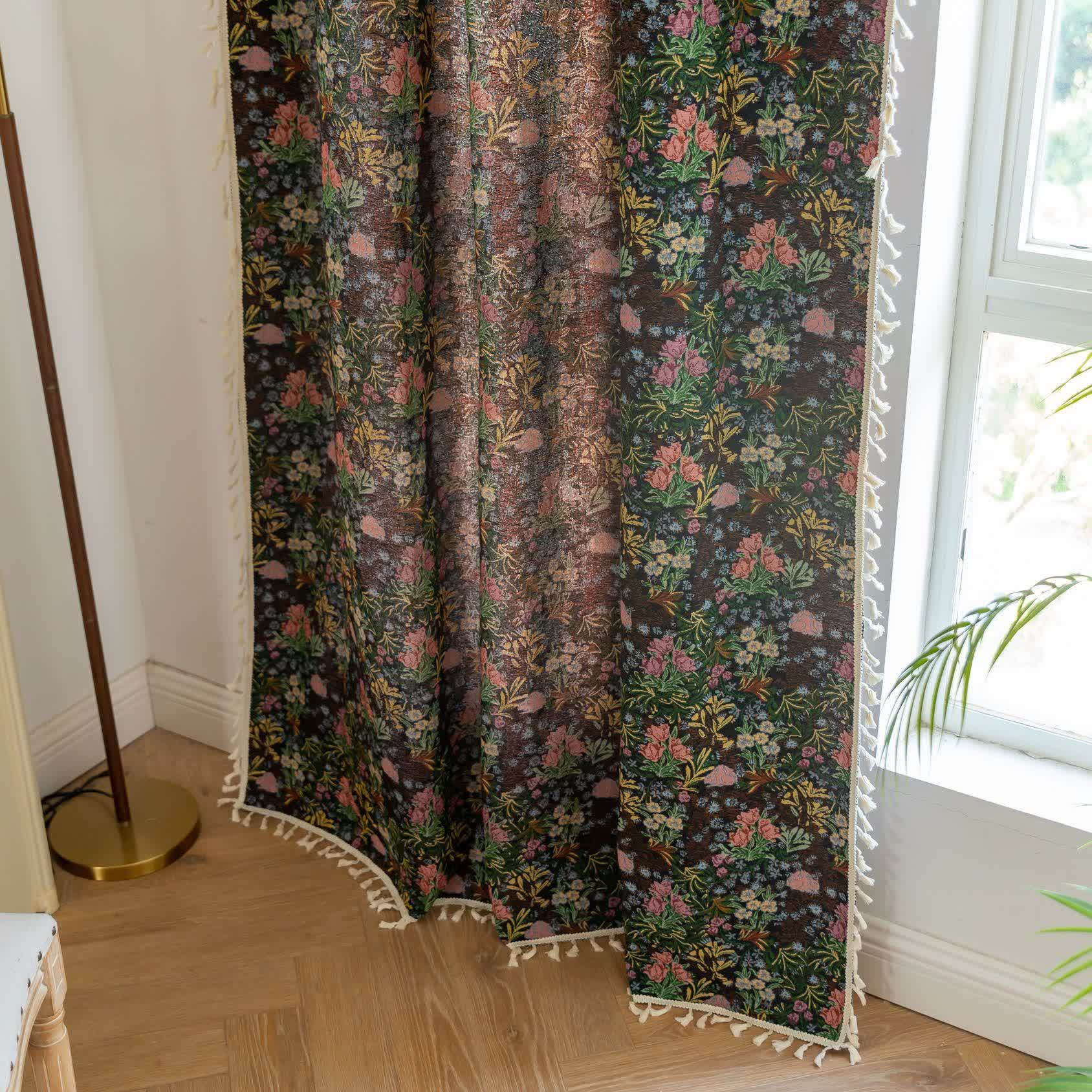 Retro Blumenzweig Blatt Quaste Vorhang - image 6