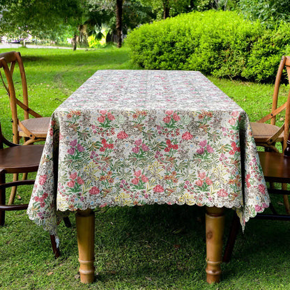 Tischdecke mit malerischem Blumenmuster und gewelltem Rand - 140cm x 260cm - image 1