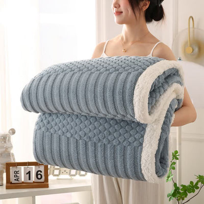 Einfarbige, strukturierte Fleece-Überwurfdecke - Grau Blau - 200cm x 230cm - image 12