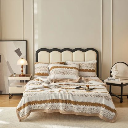 Doppellagige Sherpa-Decke mit Streifenmuster - Kamel - 200cm x 230cm - image 13