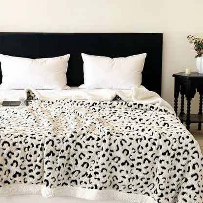 Sherpa-Überwurfdecke mit Leopardenmuster und Jacquardmuster - Weiß - 200cm x 230cm - image 1