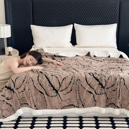 Jacquard-Plüschdecke mit großen Blättern - image 19