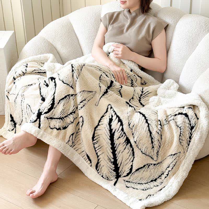Jacquard-Plüschdecke mit großen Blättern - image 7