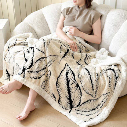 Jacquard-Plüschdecke mit großen Blättern - image 7