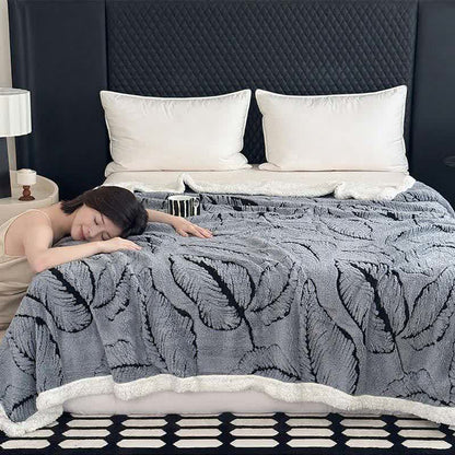Jacquard-Plüschdecke mit großen Blättern - image 12