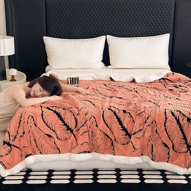 Jacquard-Plüschdecke mit großen Blättern - image 16