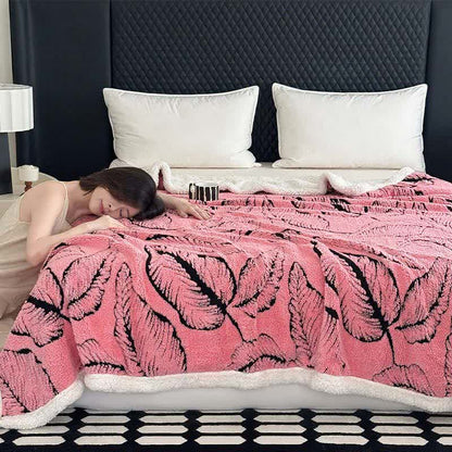 Jacquard-Plüschdecke mit großen Blättern - image 9