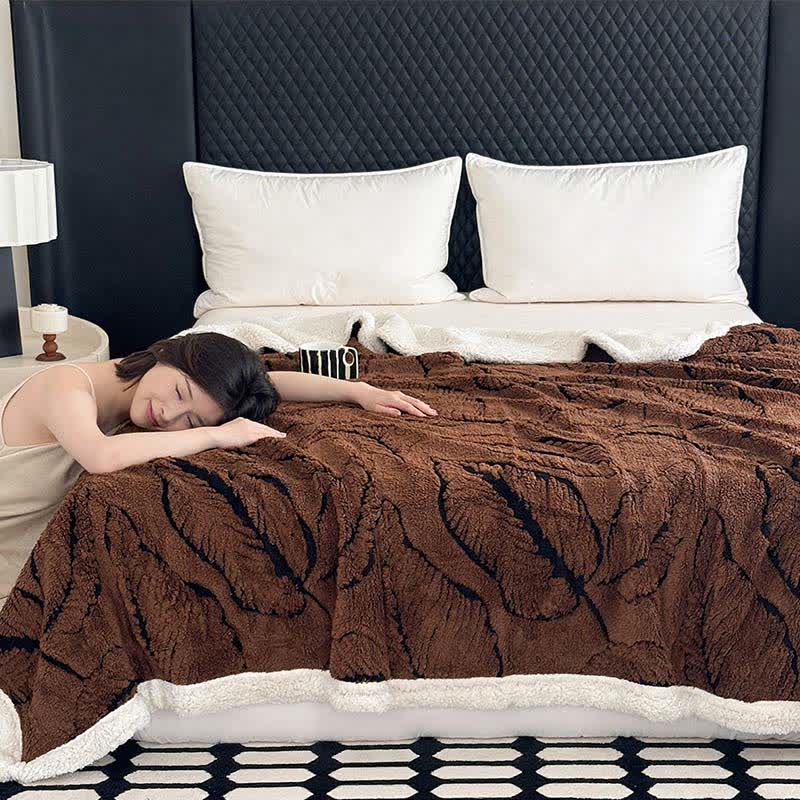 Jacquard-Plüschdecke mit großen Blättern - image 14
