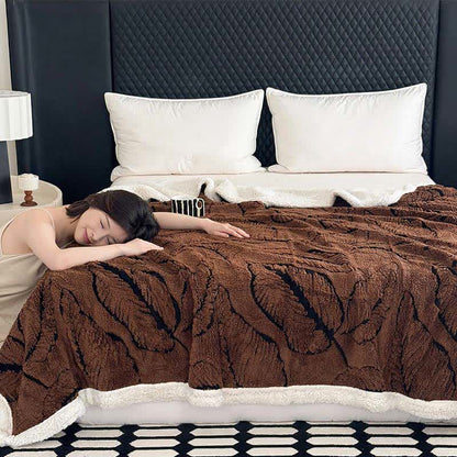 Jacquard-Plüschdecke mit großen Blättern - image 14