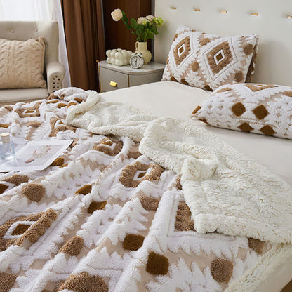 Jacquard-Sherpa-Überwurfdecke im Bohème-Stil - image 4