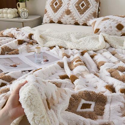 Jacquard-Sherpa-Überwurfdecke im Bohème-Stil - image 5