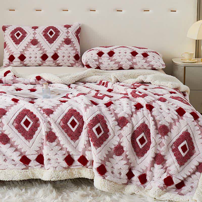 Jacquard-Sherpa-Überwurfdecke im Bohème-Stil - Rose - 200cm x 230cm - image 10