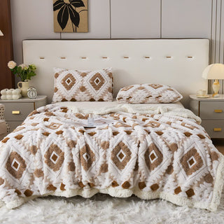 Jacquard-Sherpa-Überwurfdecke im Bohème-Stil - Kaffee - 200cm x 230cm - image 1