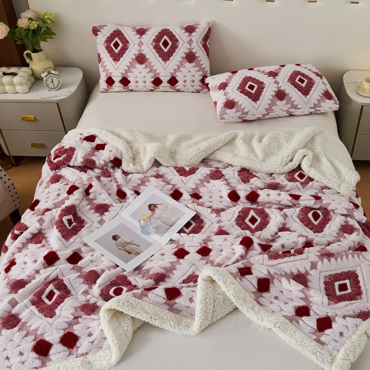 Jacquard-Sherpa-Überwurfdecke im Bohème-Stil - image 11