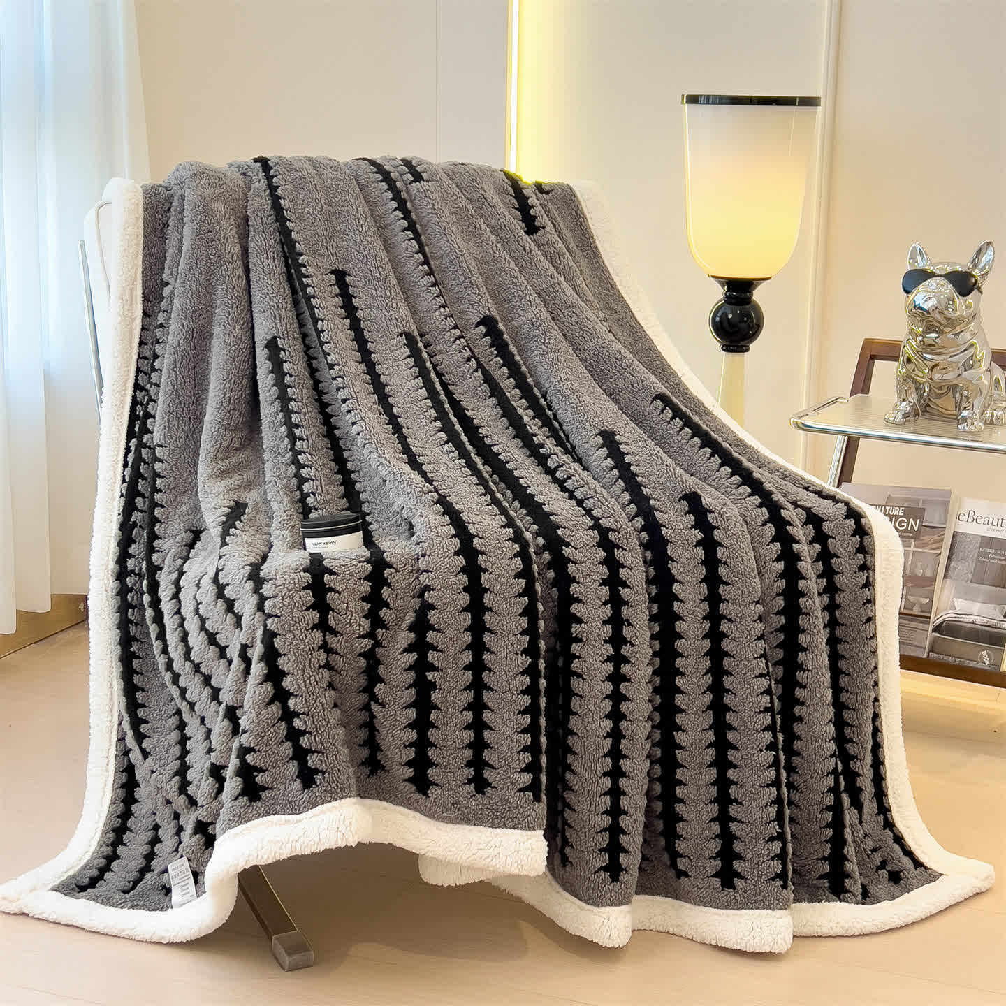 Jacquard-Überwurfdecke mit geometrischem Muster - image 13