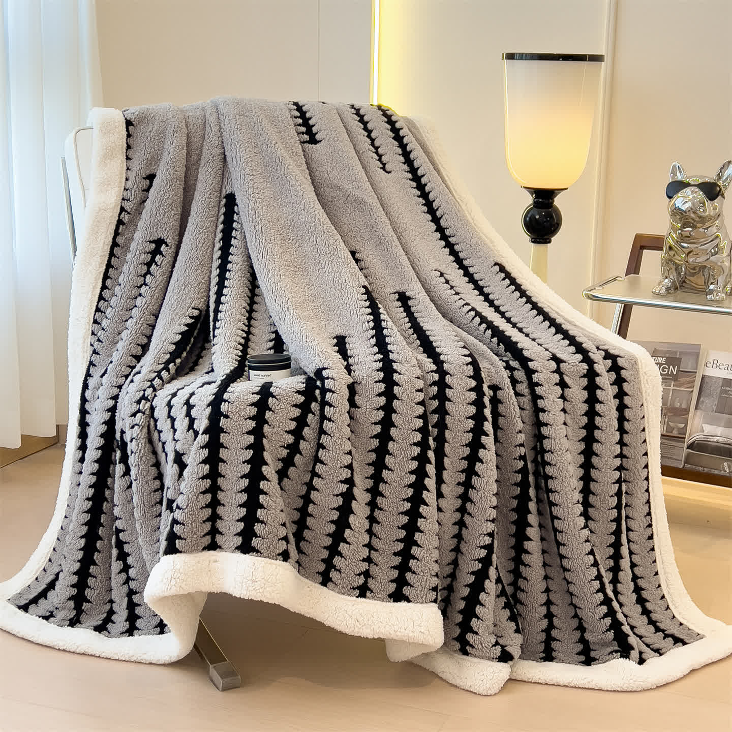 Jacquard-Überwurfdecke mit geometrischem Muster - image 10