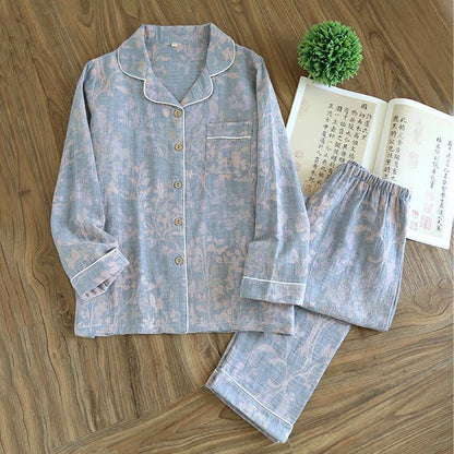Elegantes Loungewear-Set aus Bio-Baumwolle mit Blumenmuster - Grau - XXL - image 16