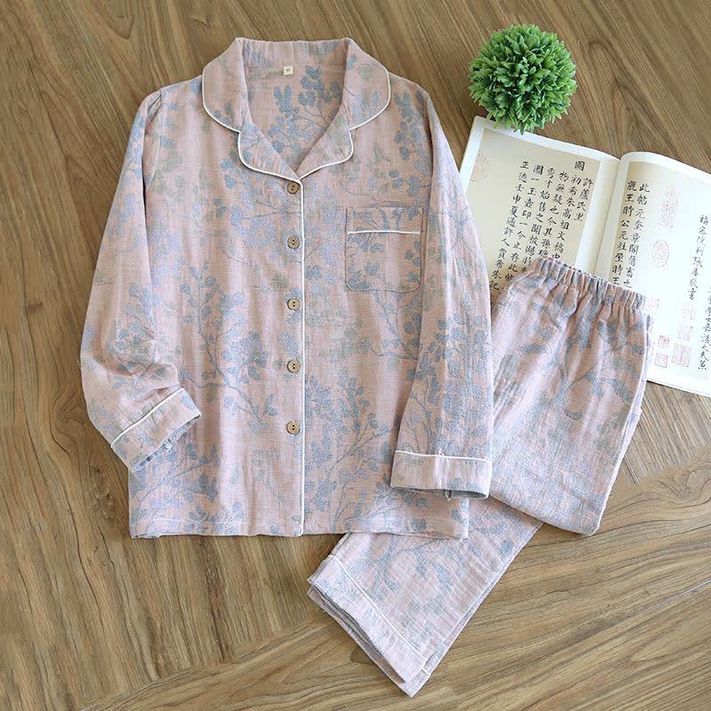 Elegantes Loungewear-Set aus Bio-Baumwolle mit Blumenmuster - Rosa - XXL - image 17